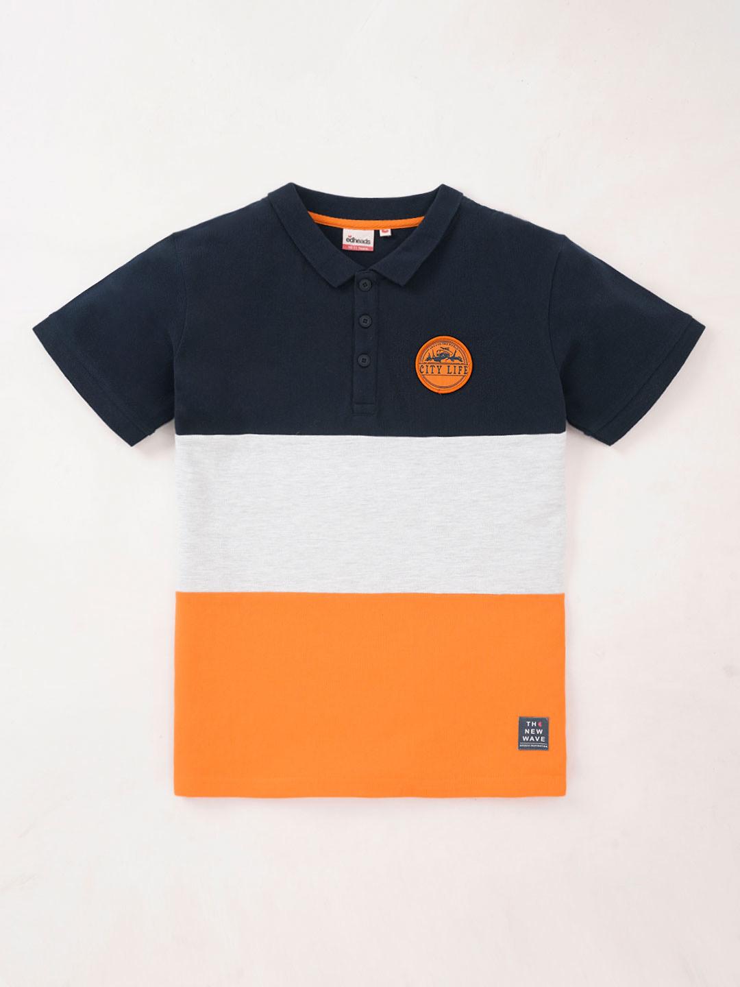Buy Edheads Boys Colourblocked Polo Collar Regular Fit Cotton T Shirt ...