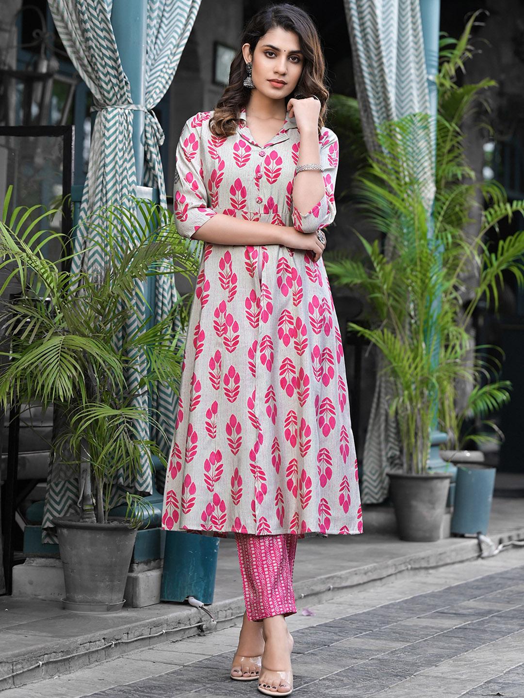 Floral Printed front Slit Kurta