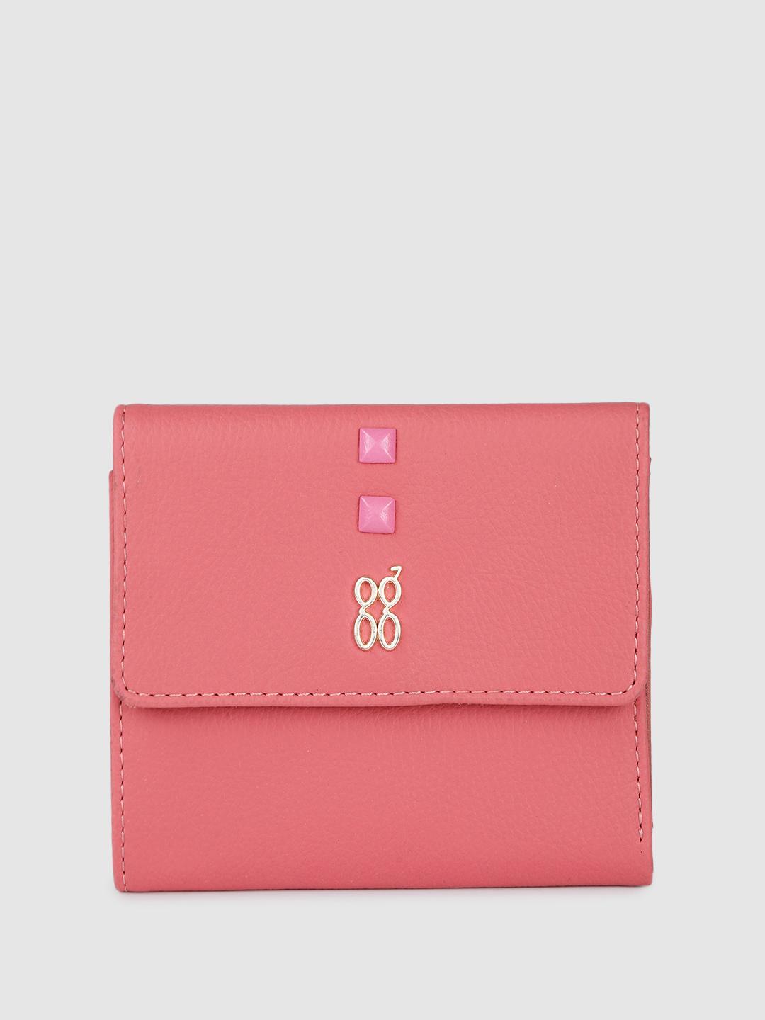 Buy Baggit Women Solid PU Three Fold Wallet With Minimal Embellished ...