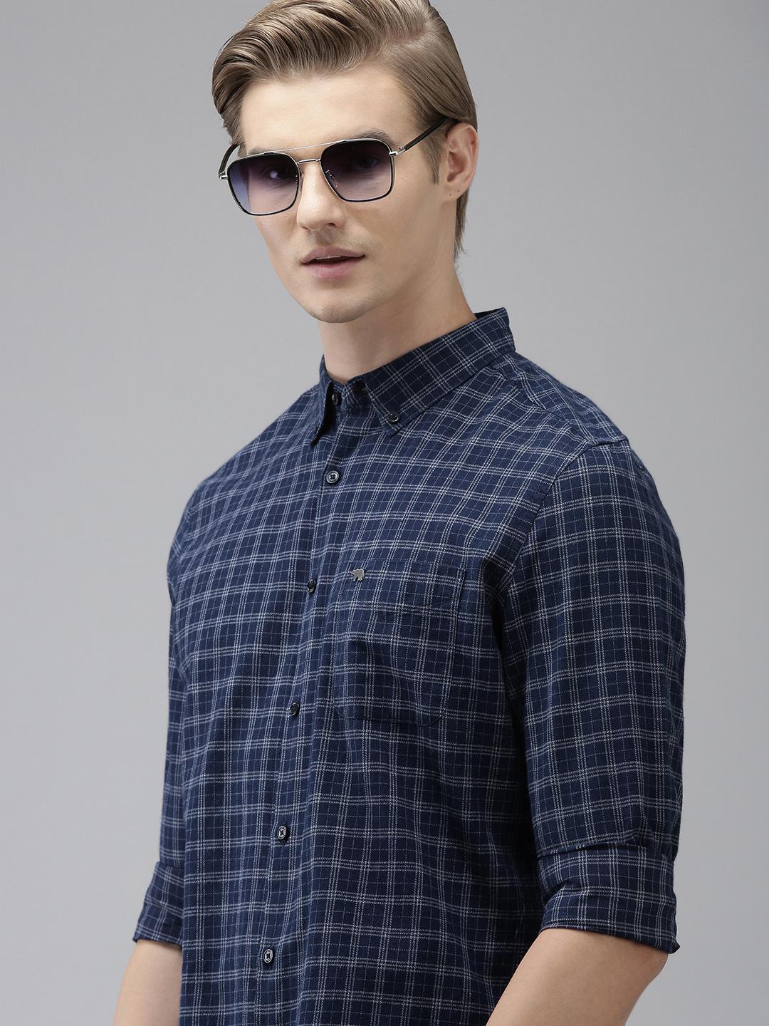 THE BEAR HOUSE Men Slim Fit Checked Pure Cotton Casual Shirt