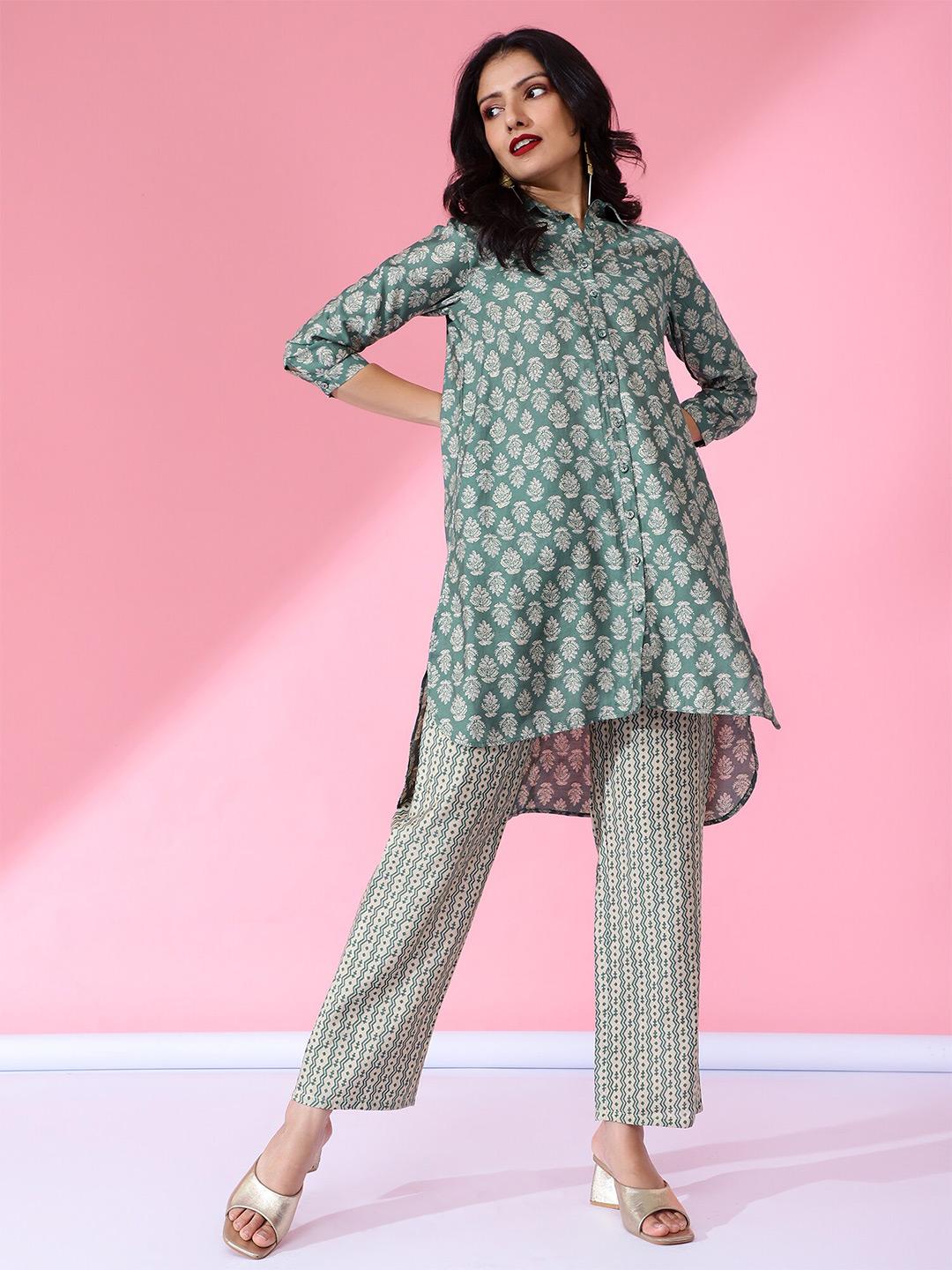 Buy Bani Women Floral Printed Tunic & Trouser Co Ord Set -  - Apparel for Women