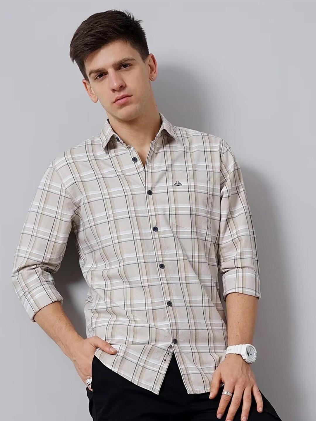 British Club Smart Slim Fit Tartan Checked Pure Cotton Casual Shirt
