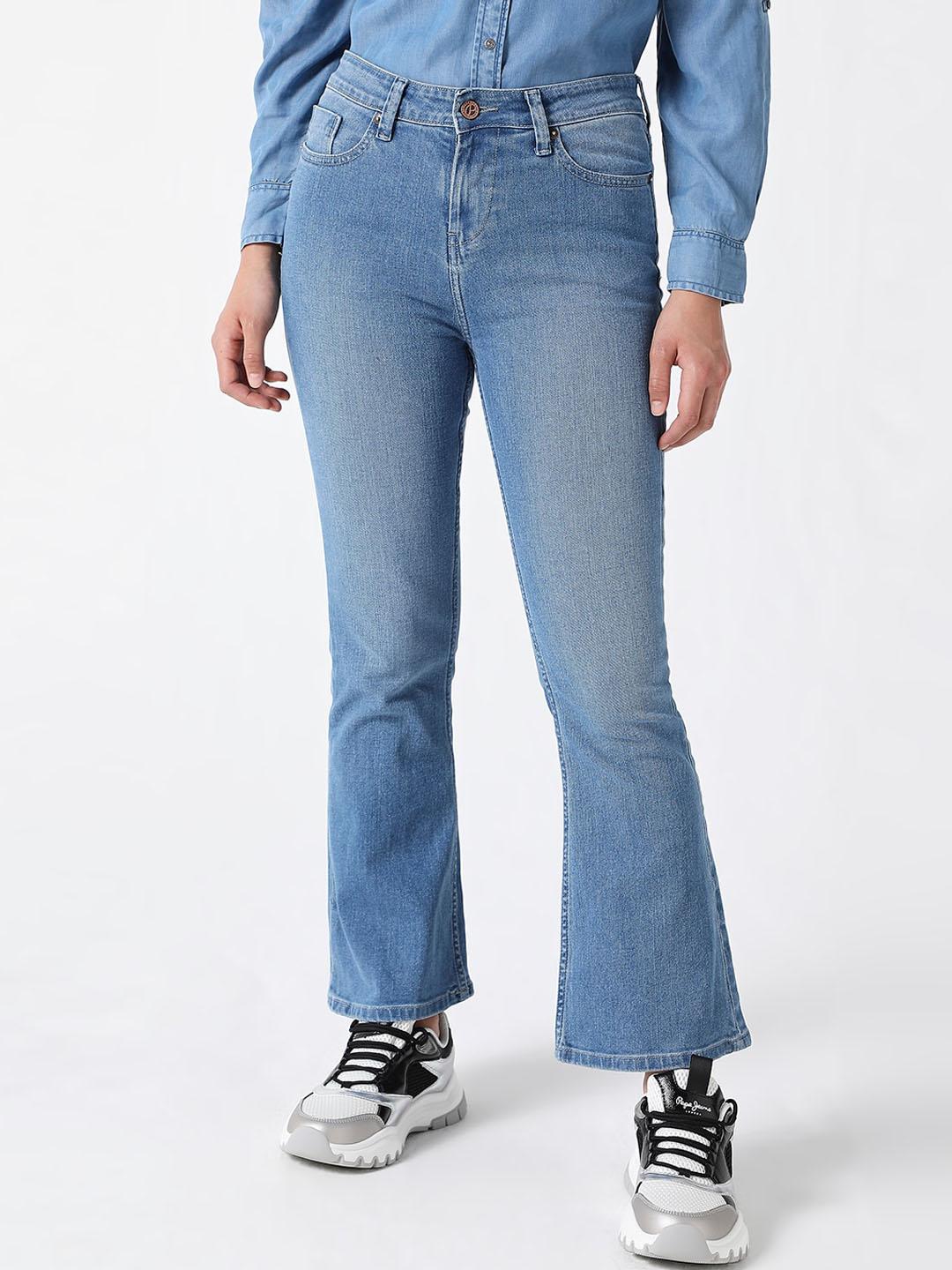 Pepe Jeans Women Bootcut Fit High-Rise Light Fade Stretchable Jeans