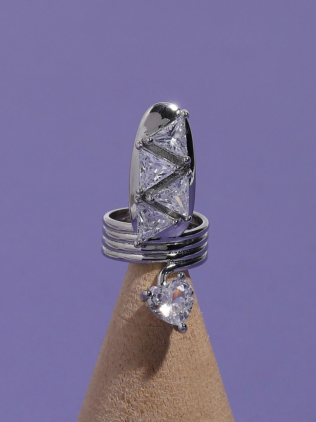Buy SOHI Silver Plated Stone Studded Ring - - Accessories for Women