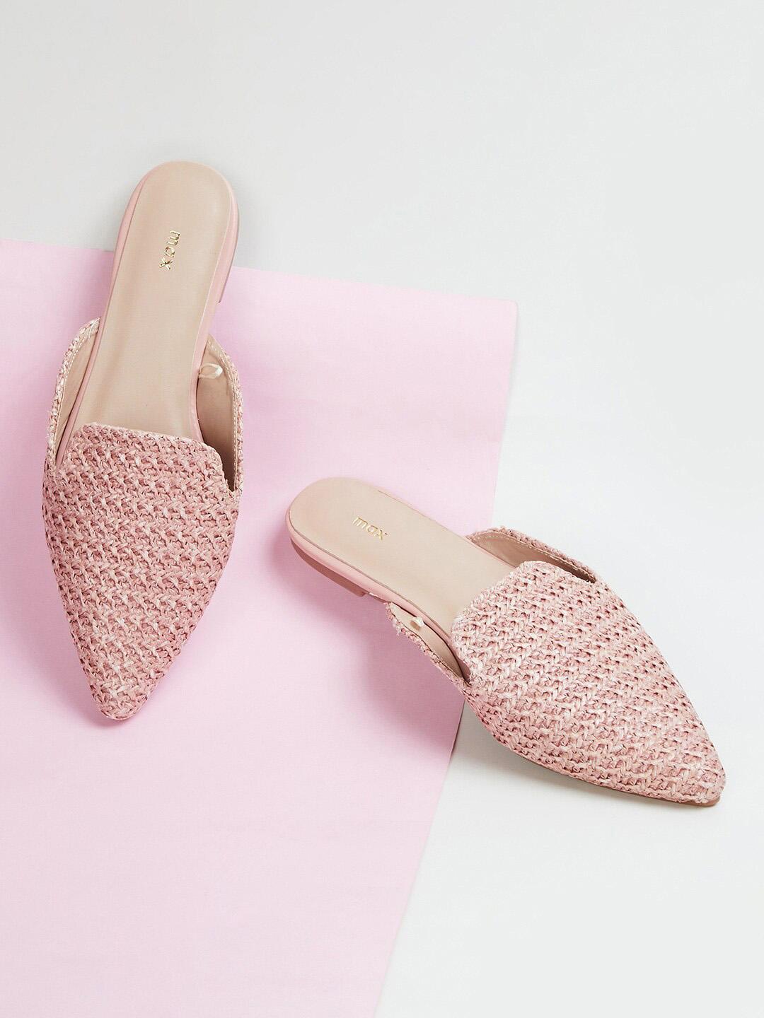 Women Point Toe Mule Flats, Elegant Black Fabric Flat Shoes
