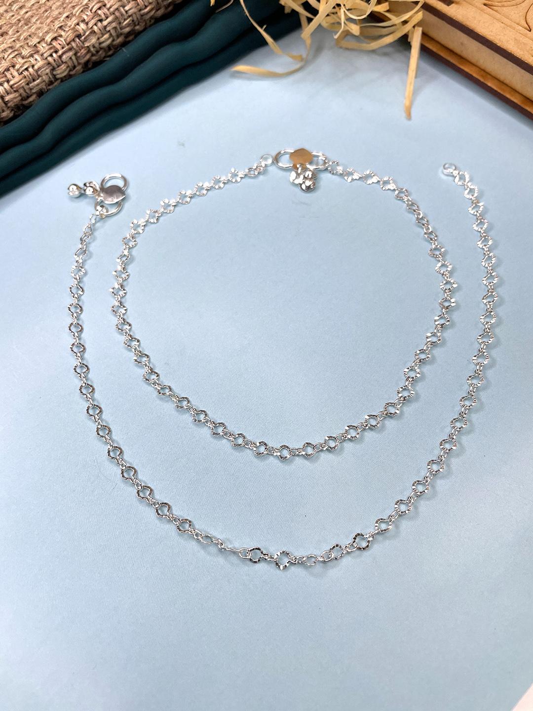 Buy ABDESIGNS Set Of 2 Silver Plated Anklets - - Accessories for Women