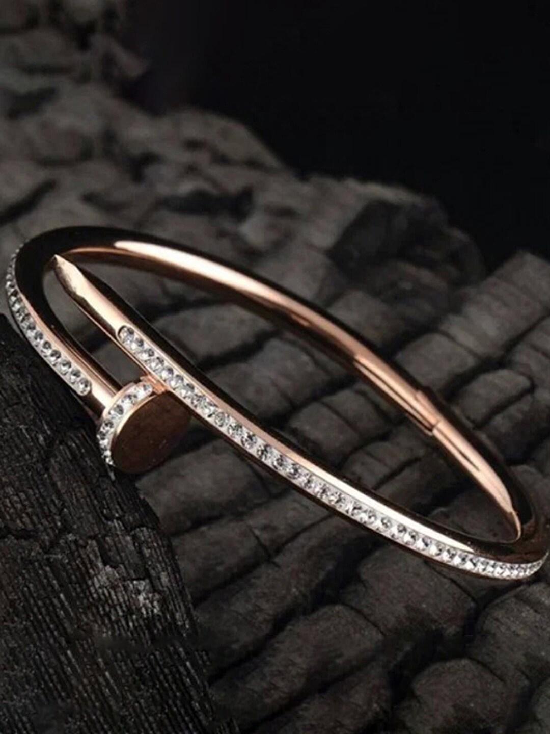 Buy Designs & You American Diamond Rose Gold Plated Cuff Bracelet - - Accessories for Women