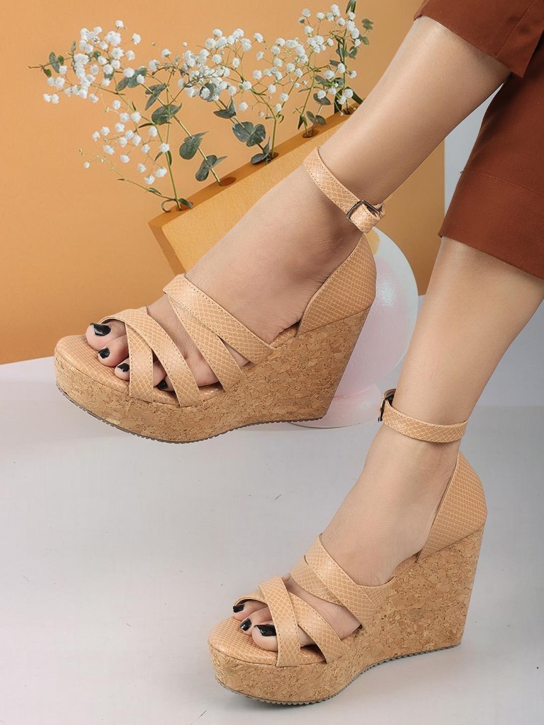 Buy ICONICS Strappy Open Toe Wedges With Ankle Loop - Heels for Women ...