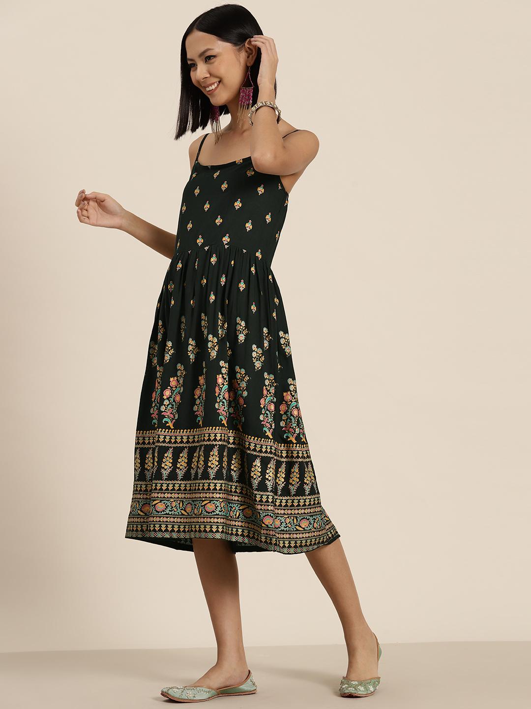 Girls Thread Embroidered A-Line Ethnic Dresses