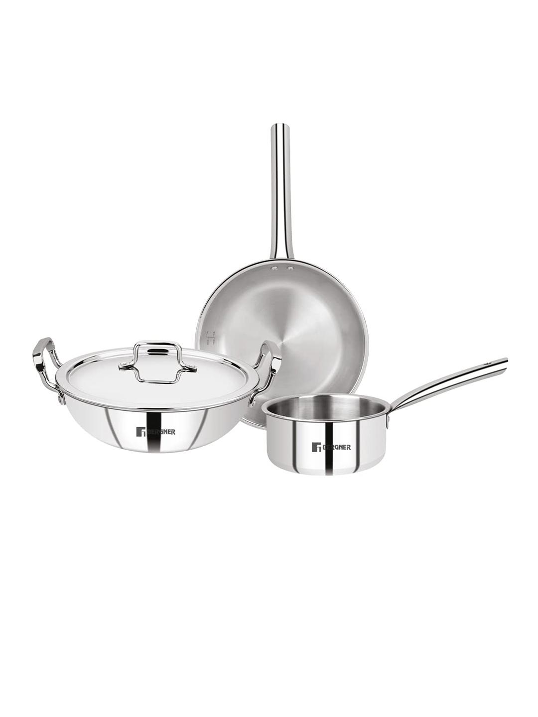 Buy Bergner Tripro TriPly 4 Pcs Set 24 Cm/3 L Kadai, 22 Cm/1.7 L Frypan, 16 Cm/1.5 L Teapan - - Home for Unisex
