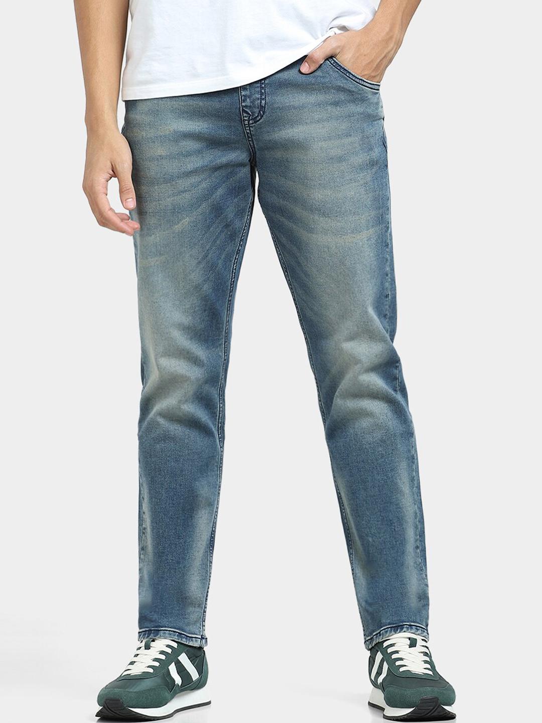 Jack & Jones Men Low-Rise Clean Look Heavy Fade Stretchable Jeans