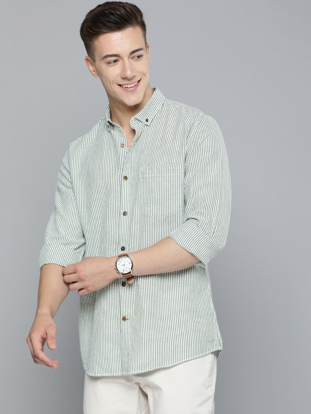 Mast & Harbour Men Standard Opaque Striped Cotton Casual Shirt