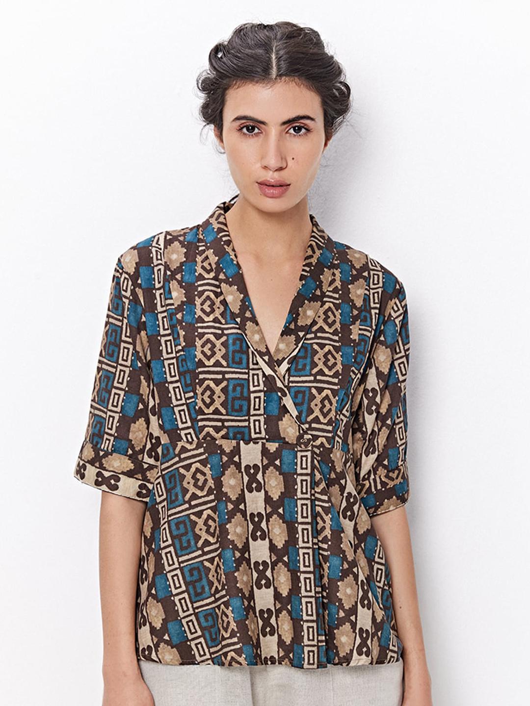 Black Ethnic Motifs Sleeveless Top main image 1