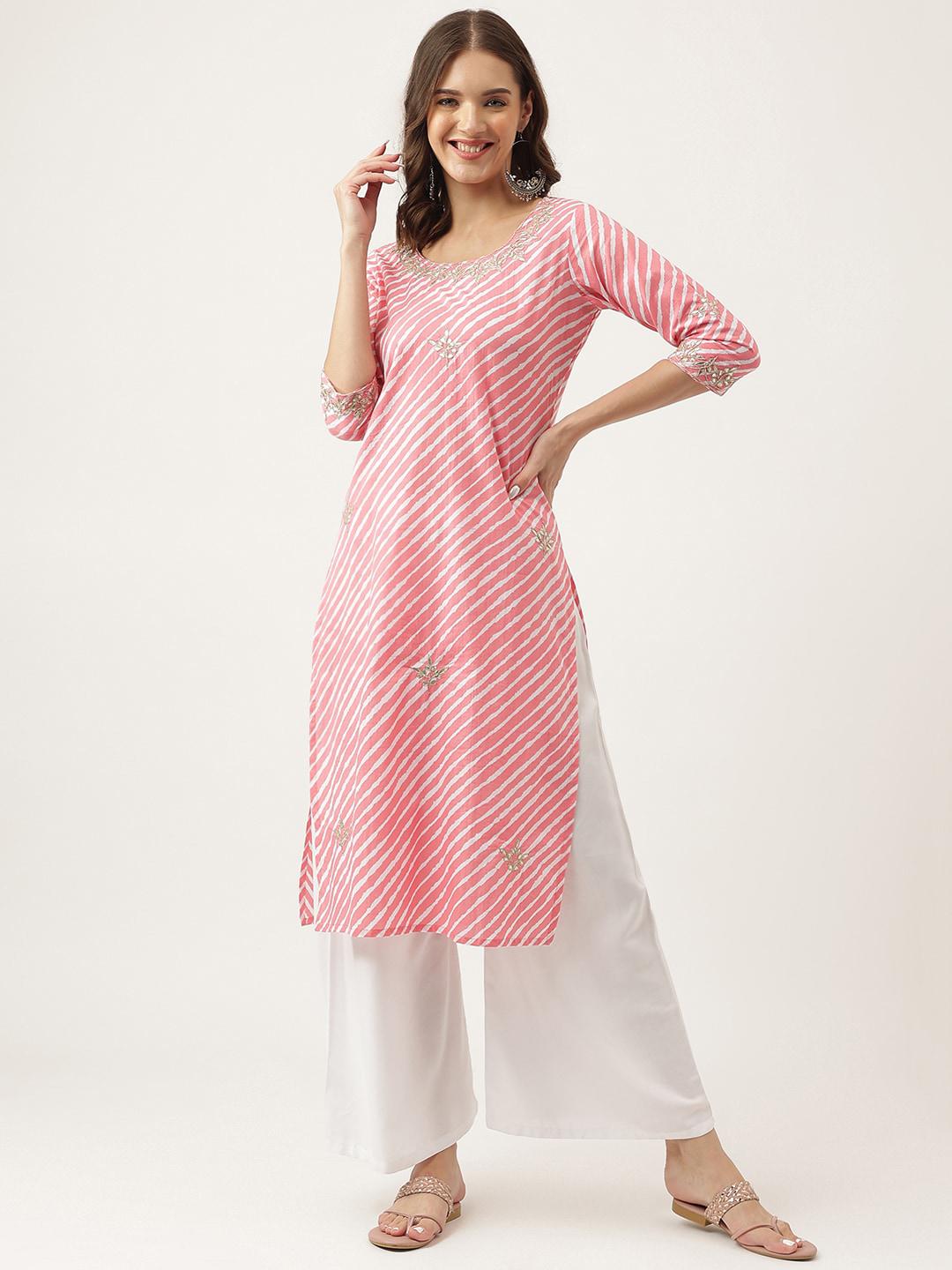 Buy Divena Striped Thread Work Cotton Kurta - Kurtas for Women 23833052 ...