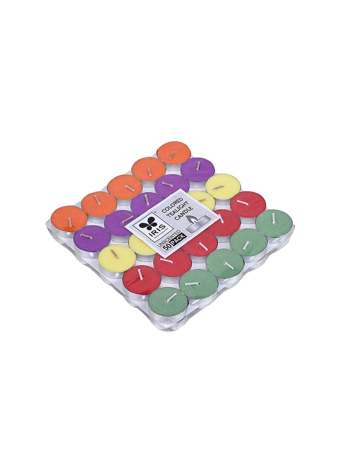 Buy Iris 50Pcs Smokeless 1 Wick Solid Round Regular Tea Light Candles - - Home for Unisex