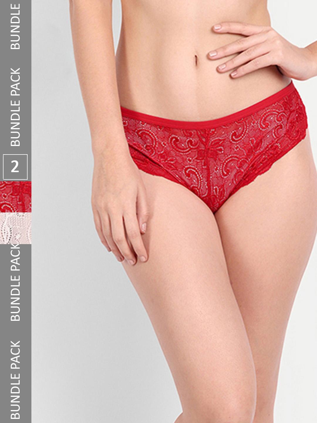 Buy StyFun Women Pack Of 2 Self Design Lace Bikini Briefs - - Apparel for Women