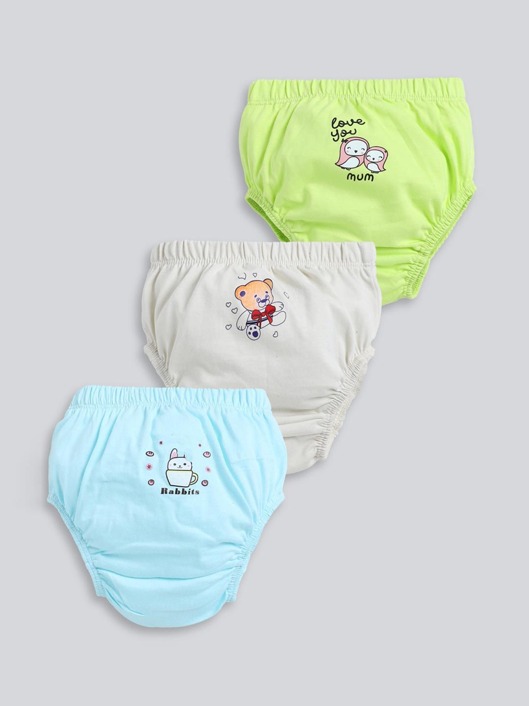 Buy MooNKids Infants Pack Of 3 Printed Cotton Basic Briefs MK_Bloomer_322 -  - Apparel for Unisex Kids
