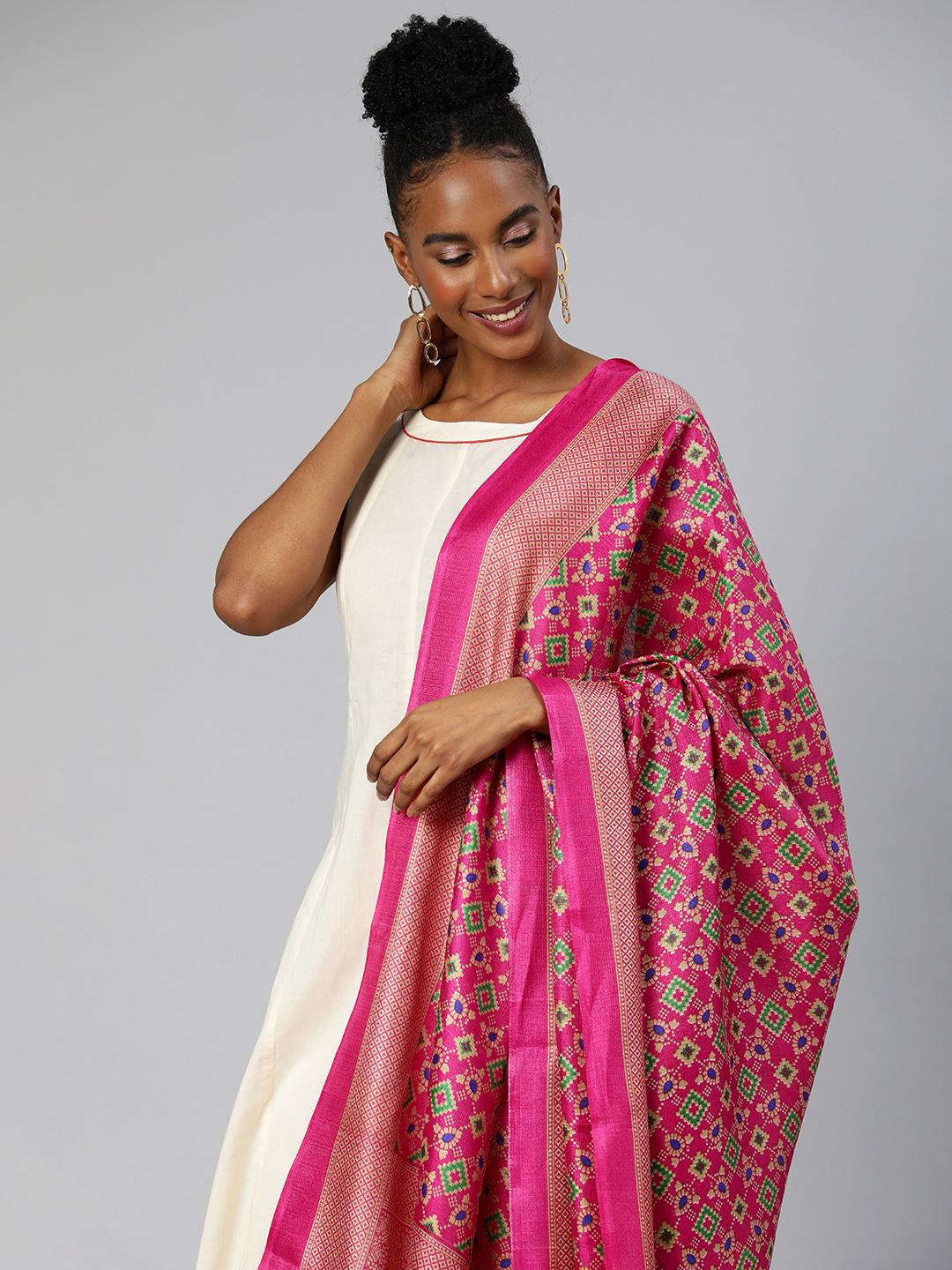 RANI SAAHIBA Dupatta In Seta Stampata Kantha Con Nappe – Nero, 2x1,10 M, Donna - 2