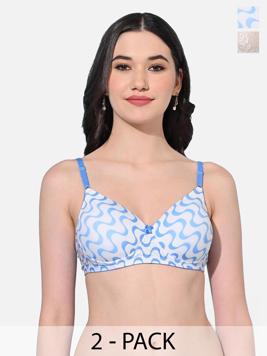Buy FIMS Pack Of 2 Floral Full Coverage Lightly Padded Bra - - Apparel for Women