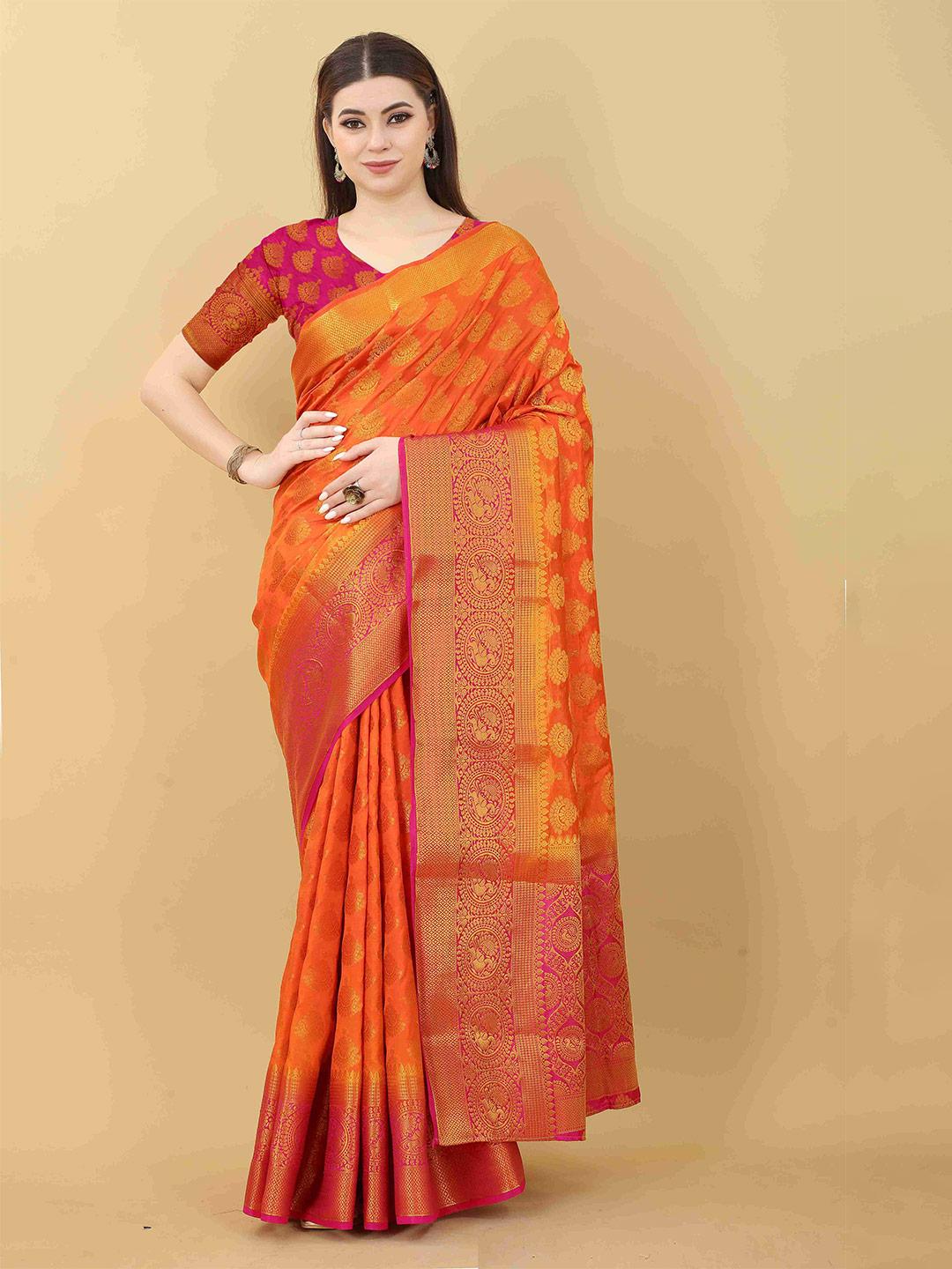 Teal Ethnic Motifs Zari Art Silk Banarasi Saree