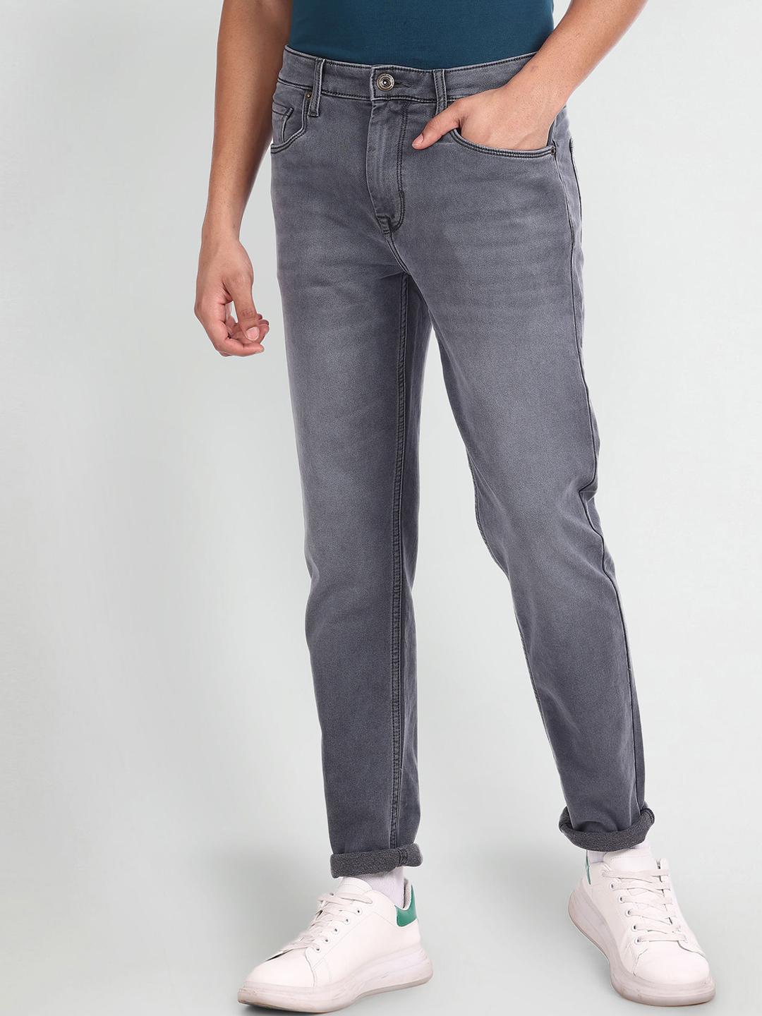 Flying Machine Men Clean Look Heavy Fade Tapered Fit Stretchable Jeans