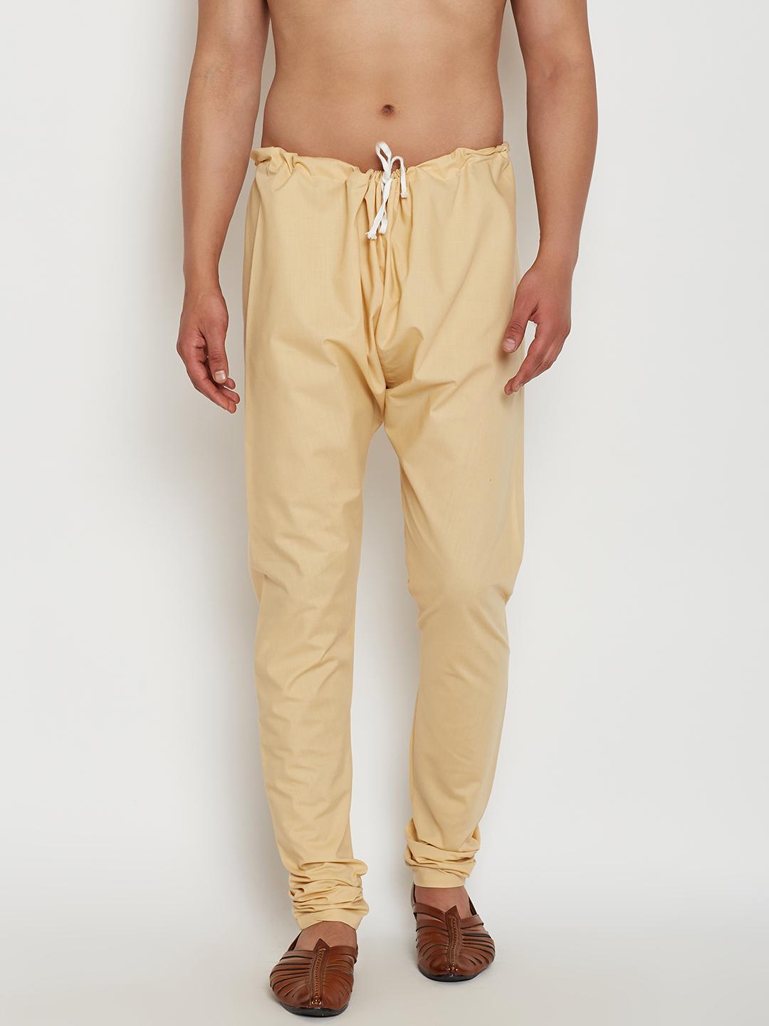 Buy SOJANYA Men Beige Solid Dupion Silk Pyjamas - Churidar for Men ...
