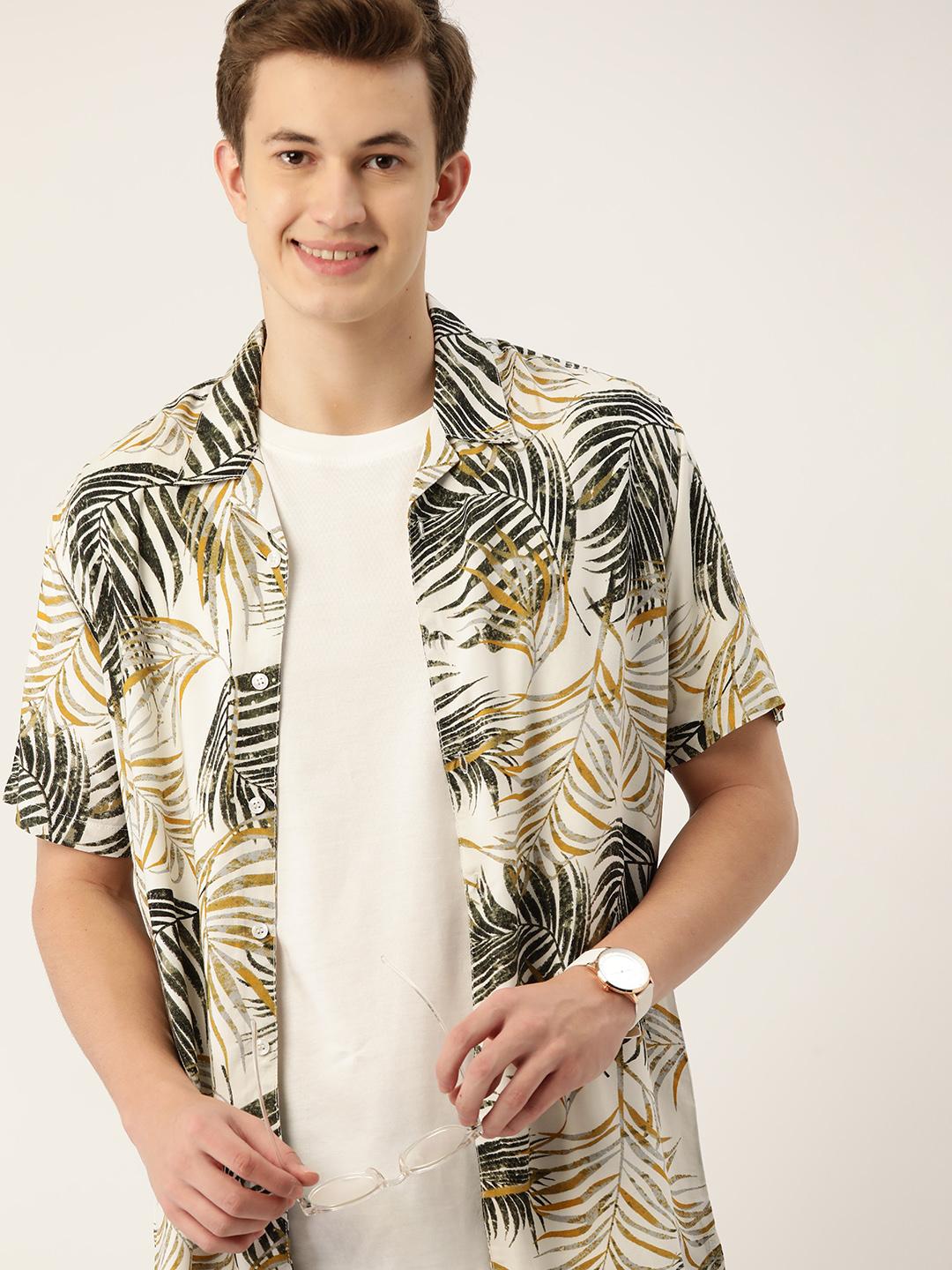 Mast & Harbour Tropical Printed Cuban Collar Casual Shirt