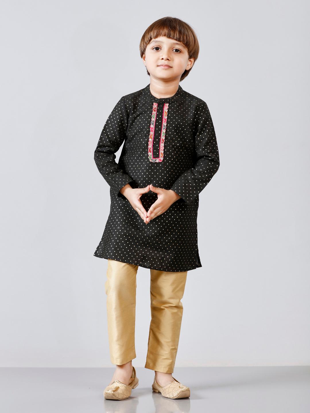 Peacock Pride Cotton Kurta Set for Baby Boy