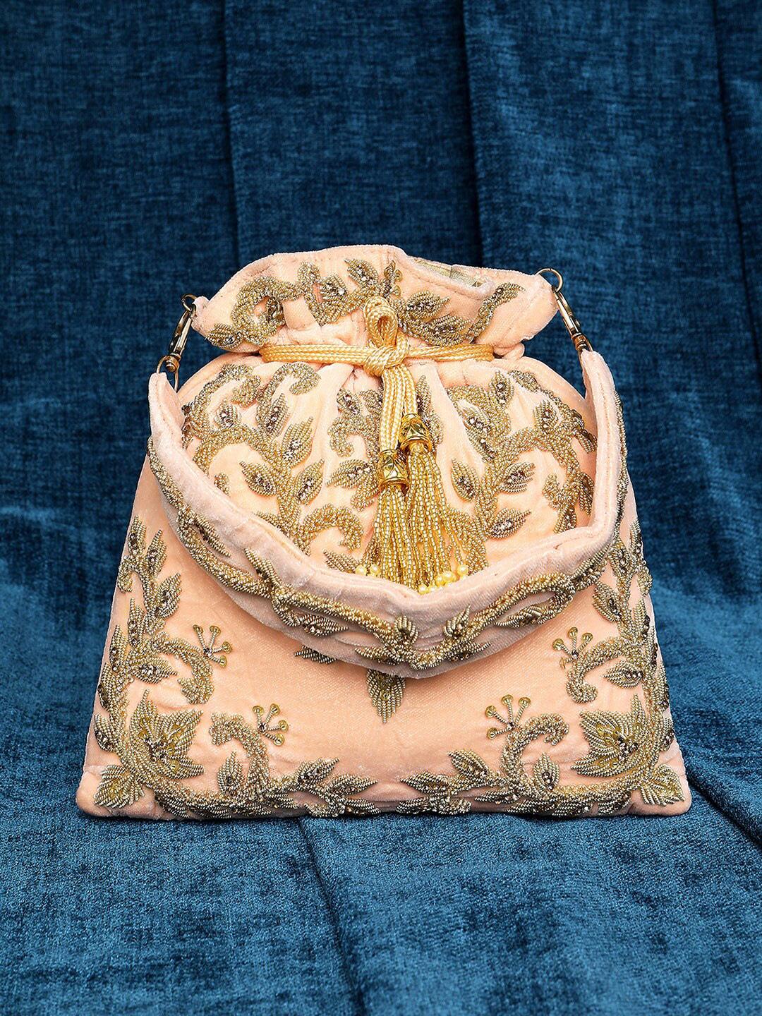 Buy Peora Embellished Fabric Party Potli With Wrist Loop - - Accessories for Women
