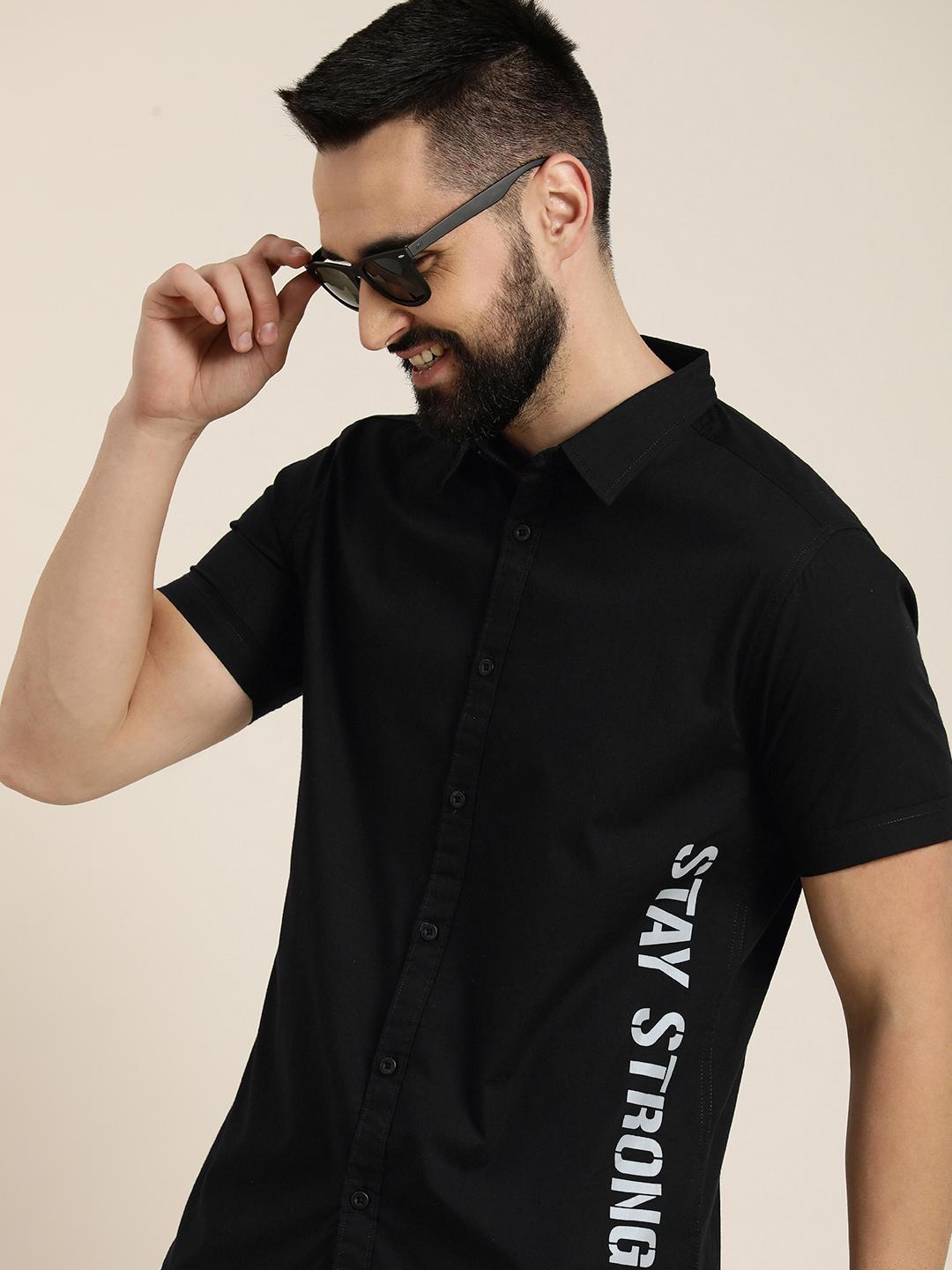 HERE&NOW Men Slim Fit Typography Printed Casual Shirt