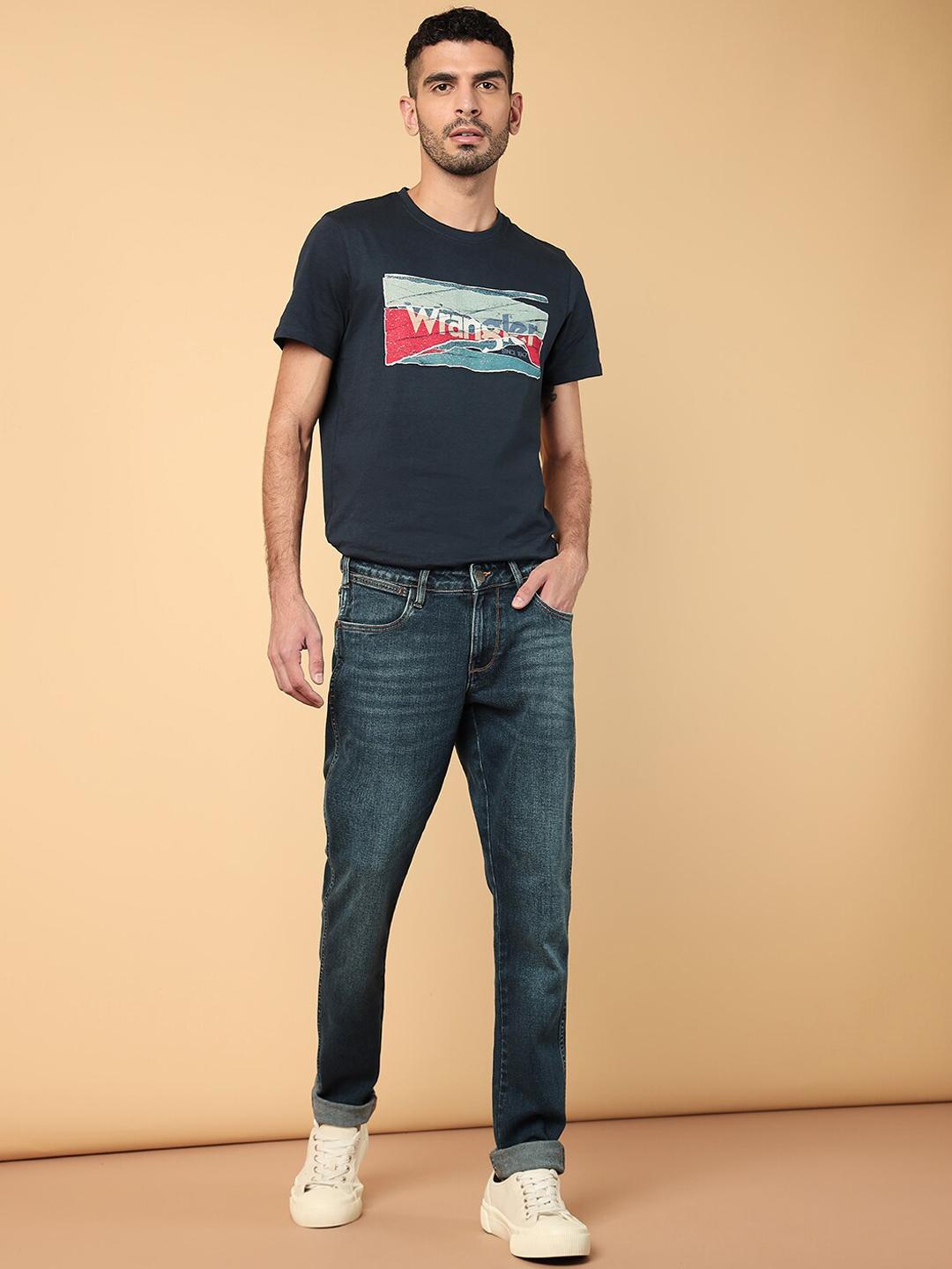 Wrangler Men Vegas Skinny Fit Low-Rise Clean Look Light Fade Stretchable Jeans