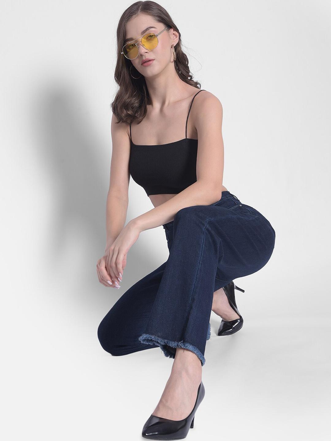 Crimsoune Club Women Straight Fit Mid-Rise Stretchable Cotton Jeans