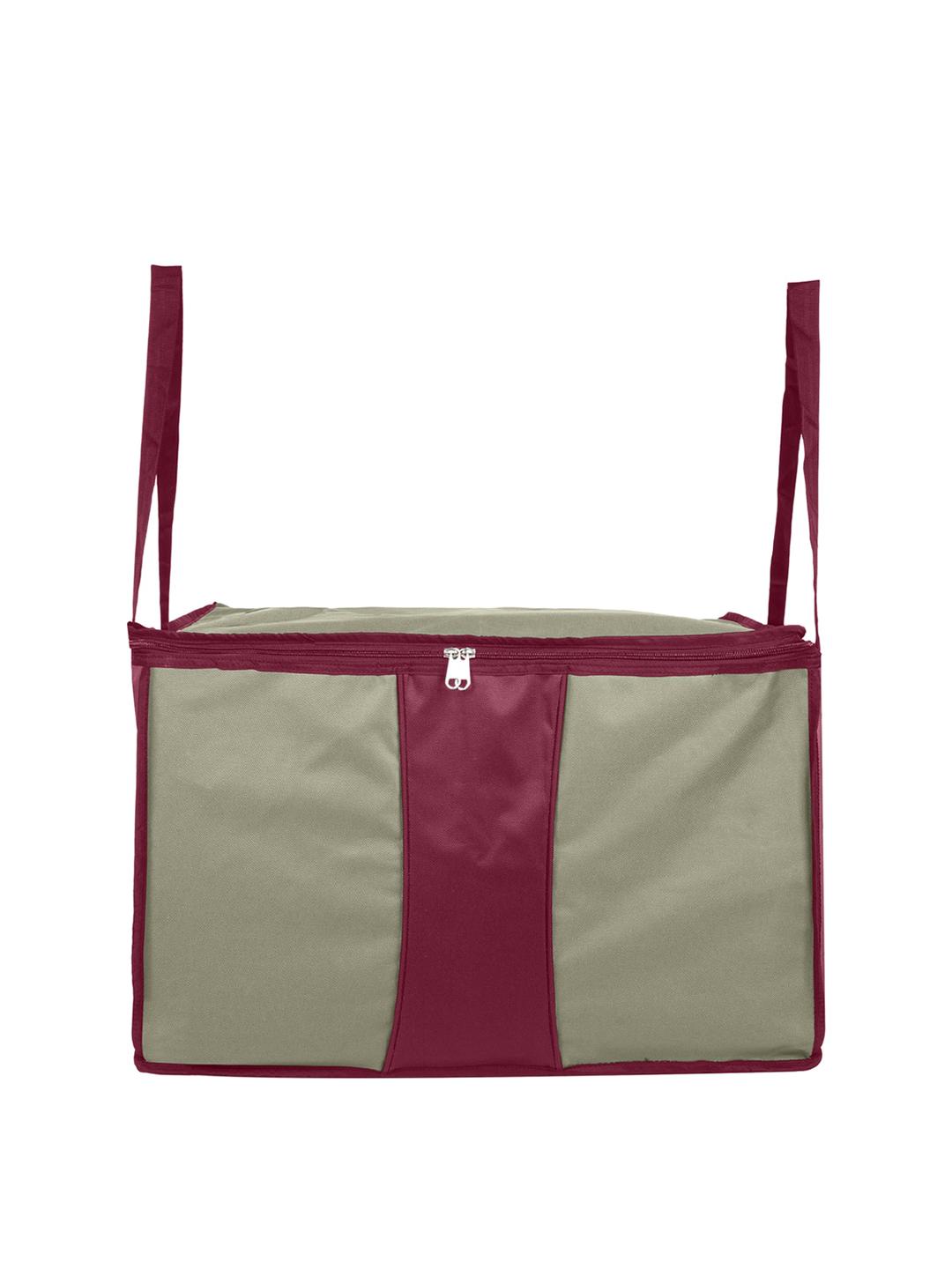 Buy Kuber Industries Beige & Maroon Foldable Extra Large Storage Bag Organizer -  - Home for Unisex