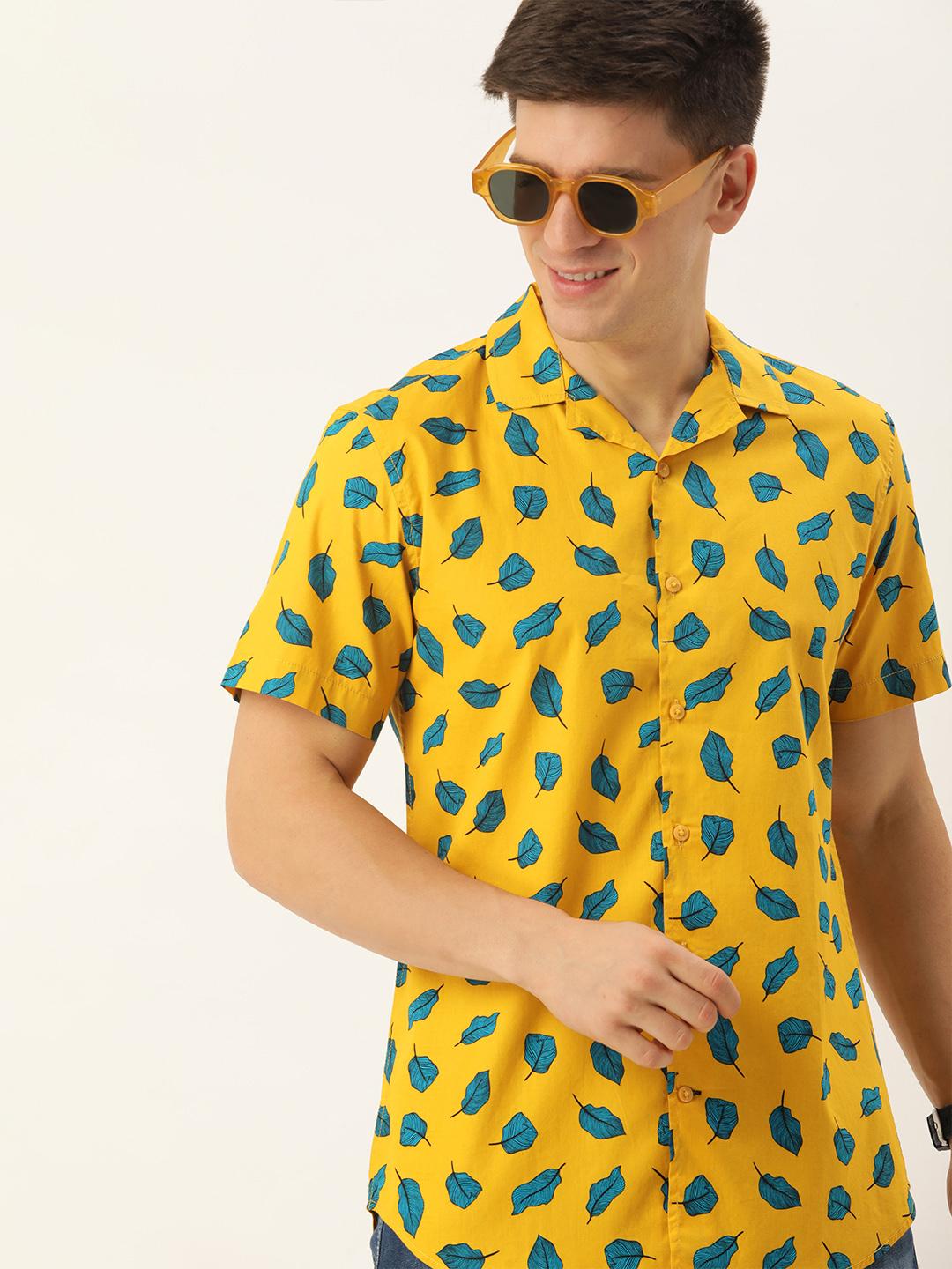 Mast & Harbour Men Classic Slim Fit Floral Printed Opaque Casual Shirt