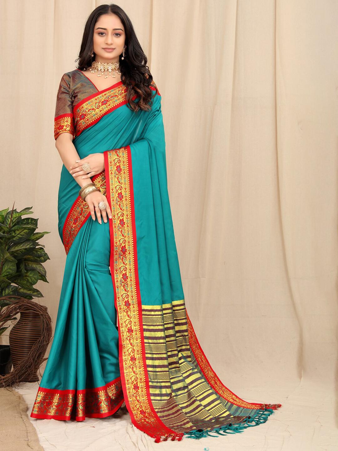 Buy KALINI Zari Silk Cotton Mysore Silk Saree - Sarees for Women ...