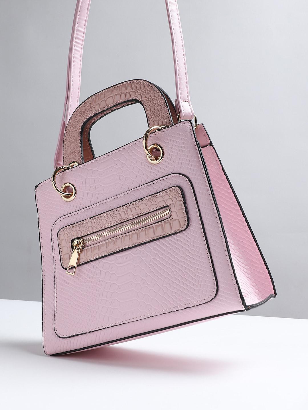 Buy HAUTE SAUCE Pink Textured Structured Handheld Bag - - Accessories for Women