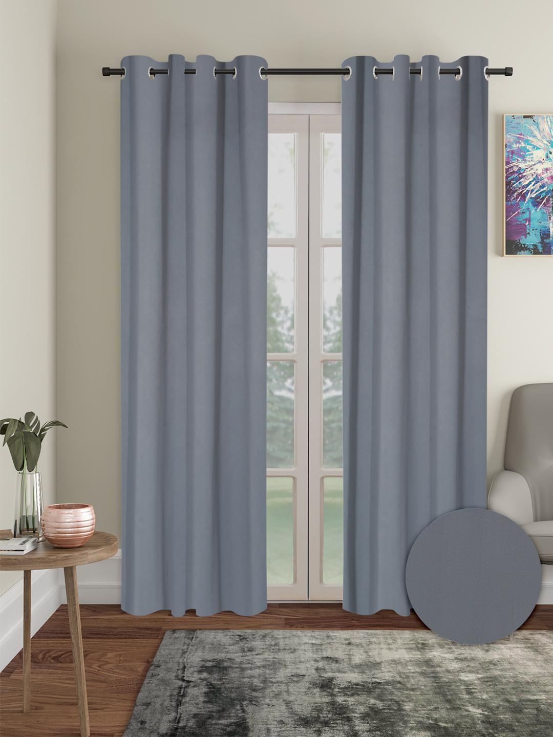 Buy Cortina Grey 2 Pieces Black Out Door Curtains - - Home for Unisex