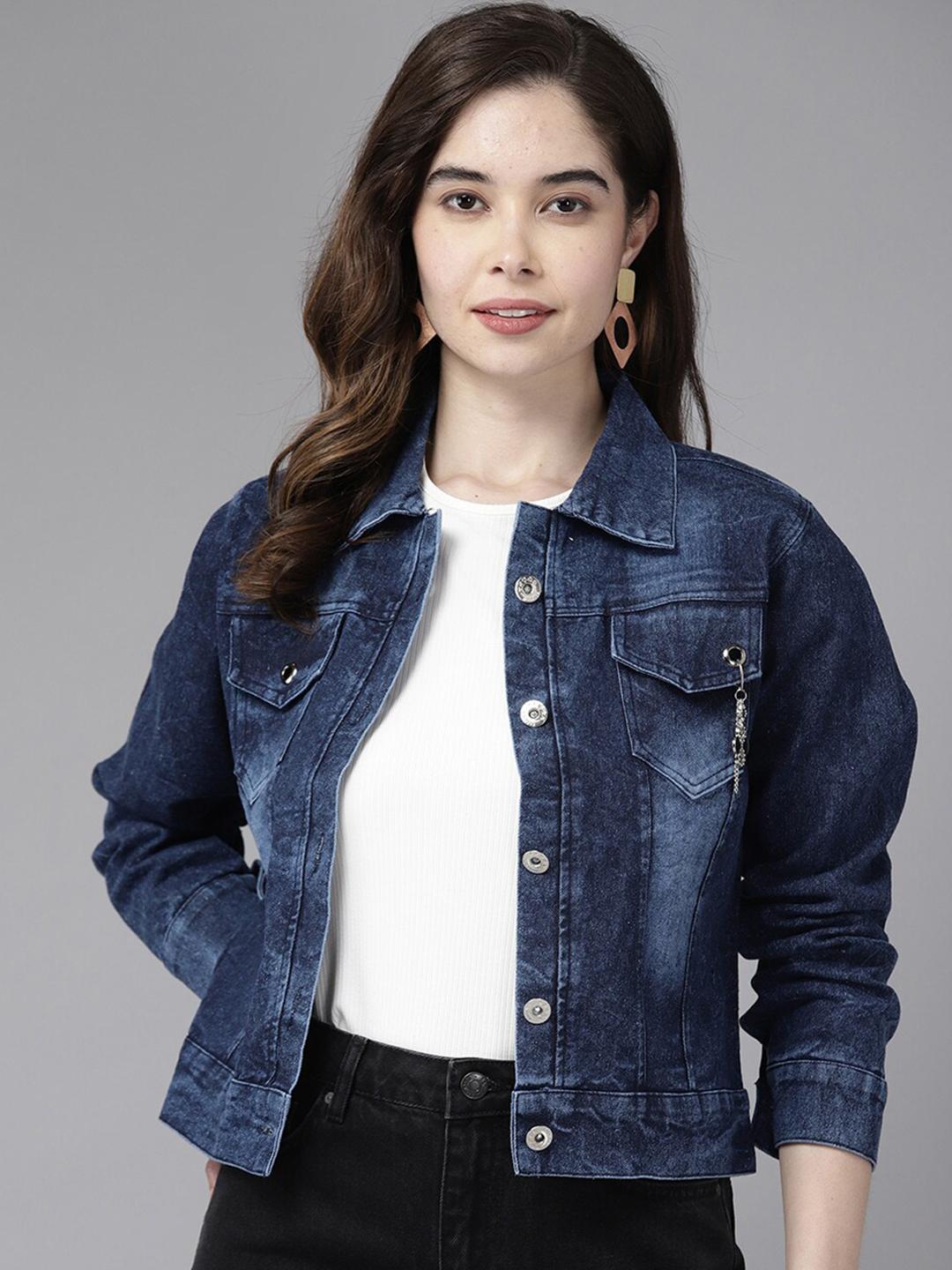 BAESD Spread Collar Washed Cotton Denim Jacket