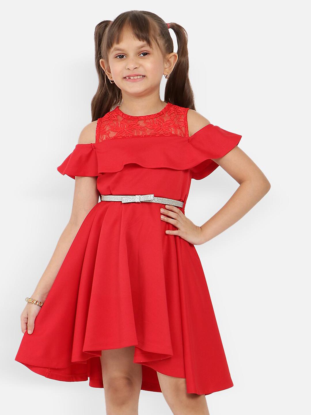 Nautinati Girls Floral Print Crepe Fit Flare Dress main image 1