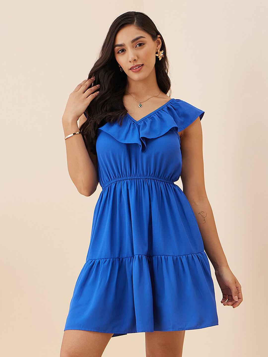 Blue Fit & Flare Dress