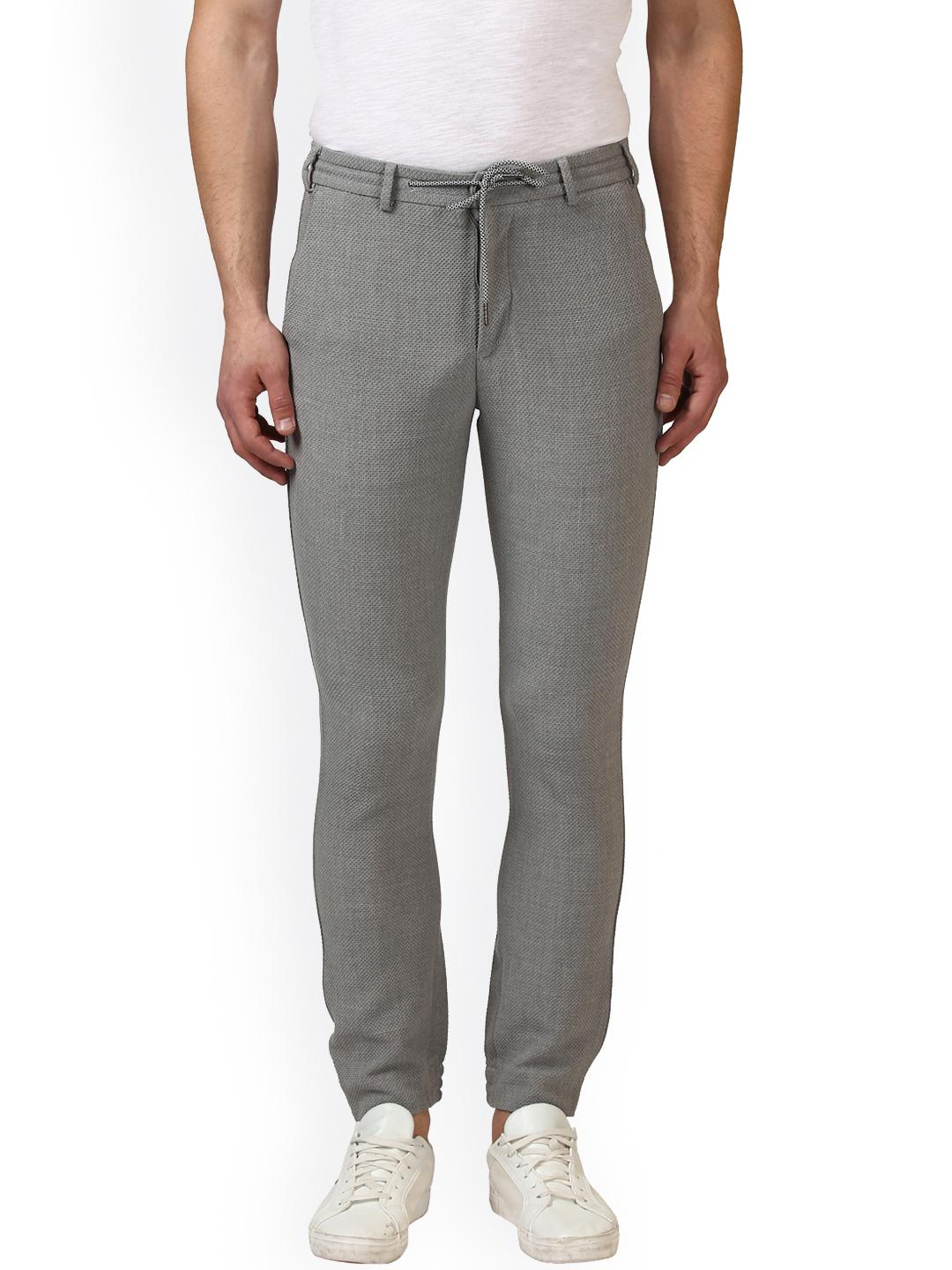 Buy Park Avenue Men Grey Regular Fit Solid Trousers - Trousers for Men ...