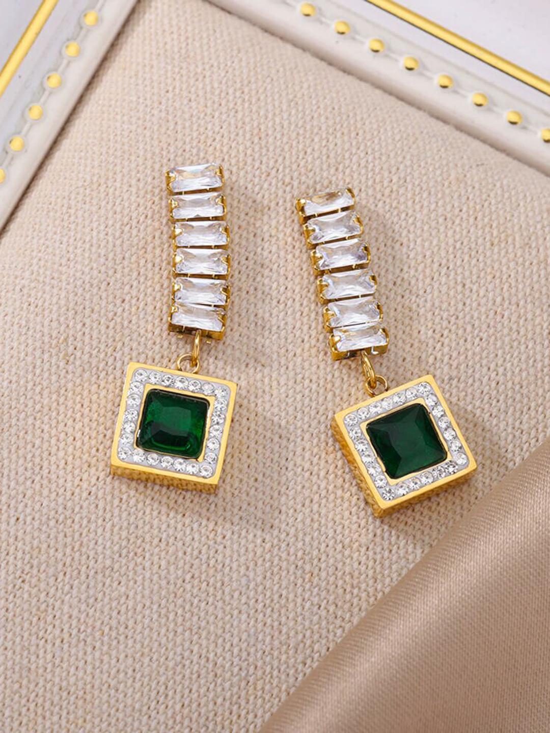 Buy VIEN Gold Toned Contemporary Drop Earrings - - Accessories for Women