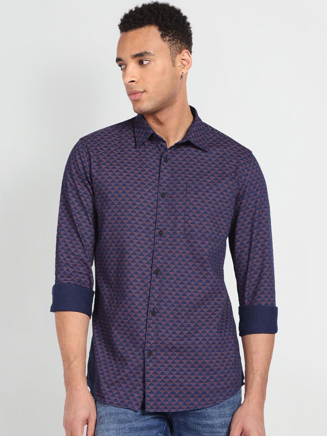Flying Machine Men Slim Fit Printed Pure Cotton Twill Casual Shirt