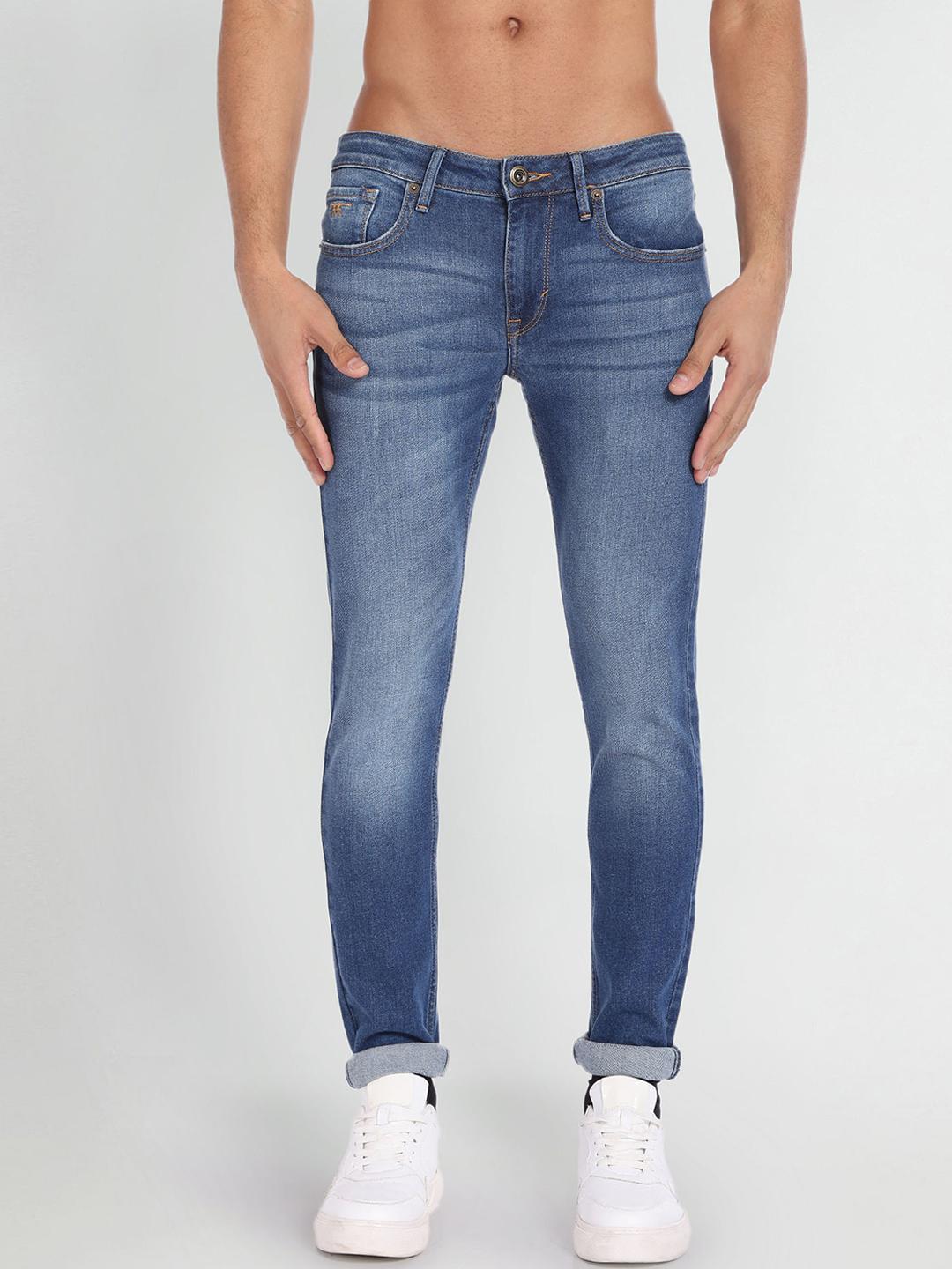 Flying Machine Men Super Skinny Fit Low-Rise Clean Look Heavy Fade Cotton Jeans