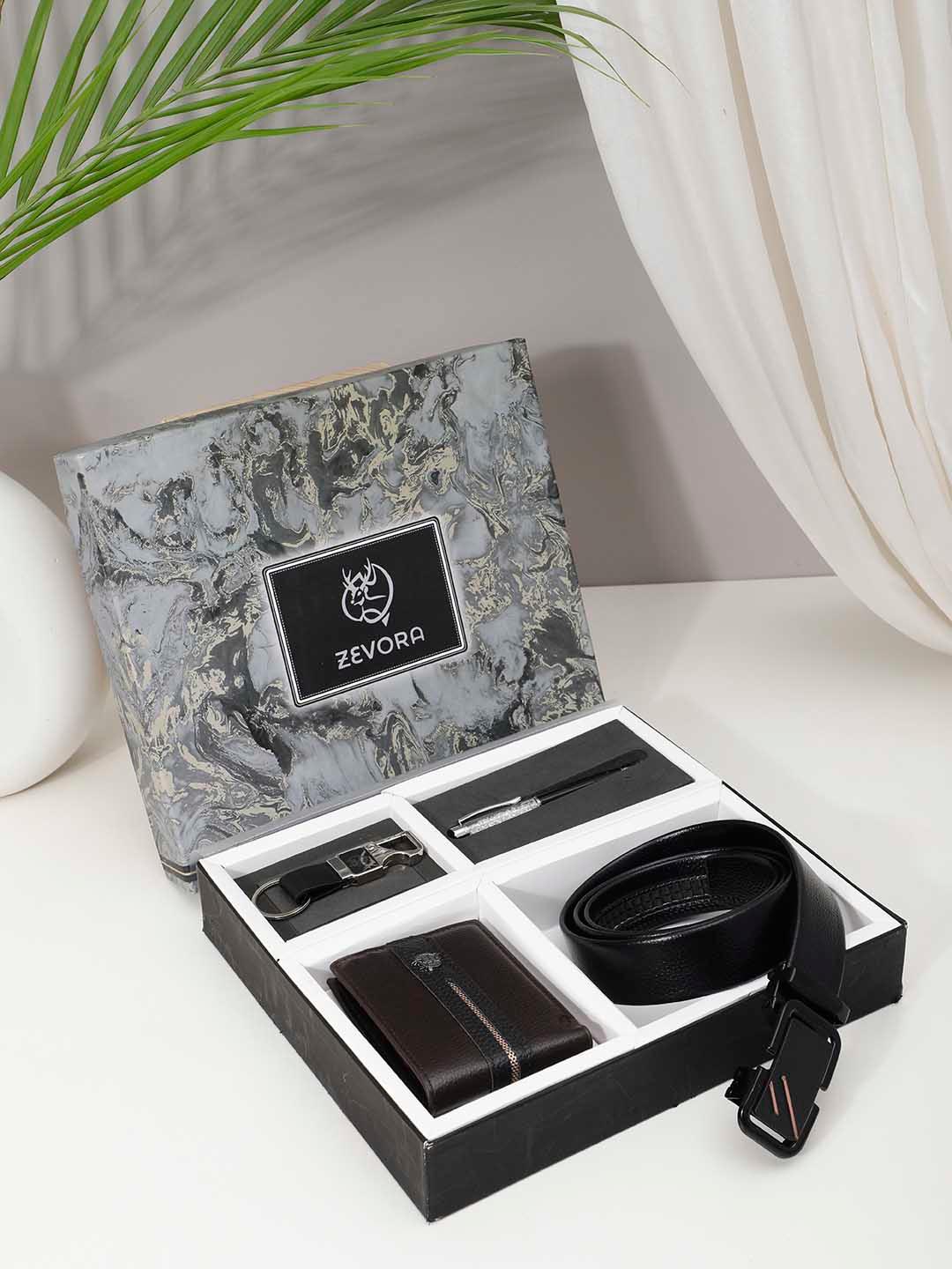Zevora Buy ZEVORA Men Leather Belt, Wallet, Keychain And Pen Gift Set ...