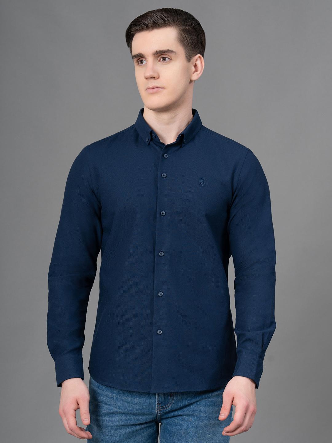 Red Tape Button-Down Collar Long Sleeves Casual Shirt