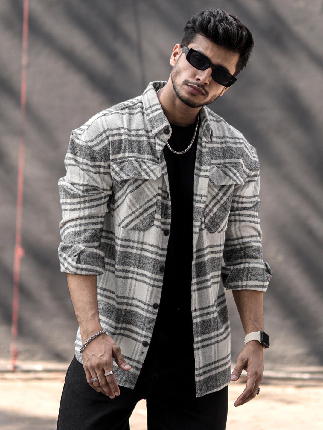 Powerlook India Slim Checked Drop-Shoulder Sleeves Oversized Casual Shirt