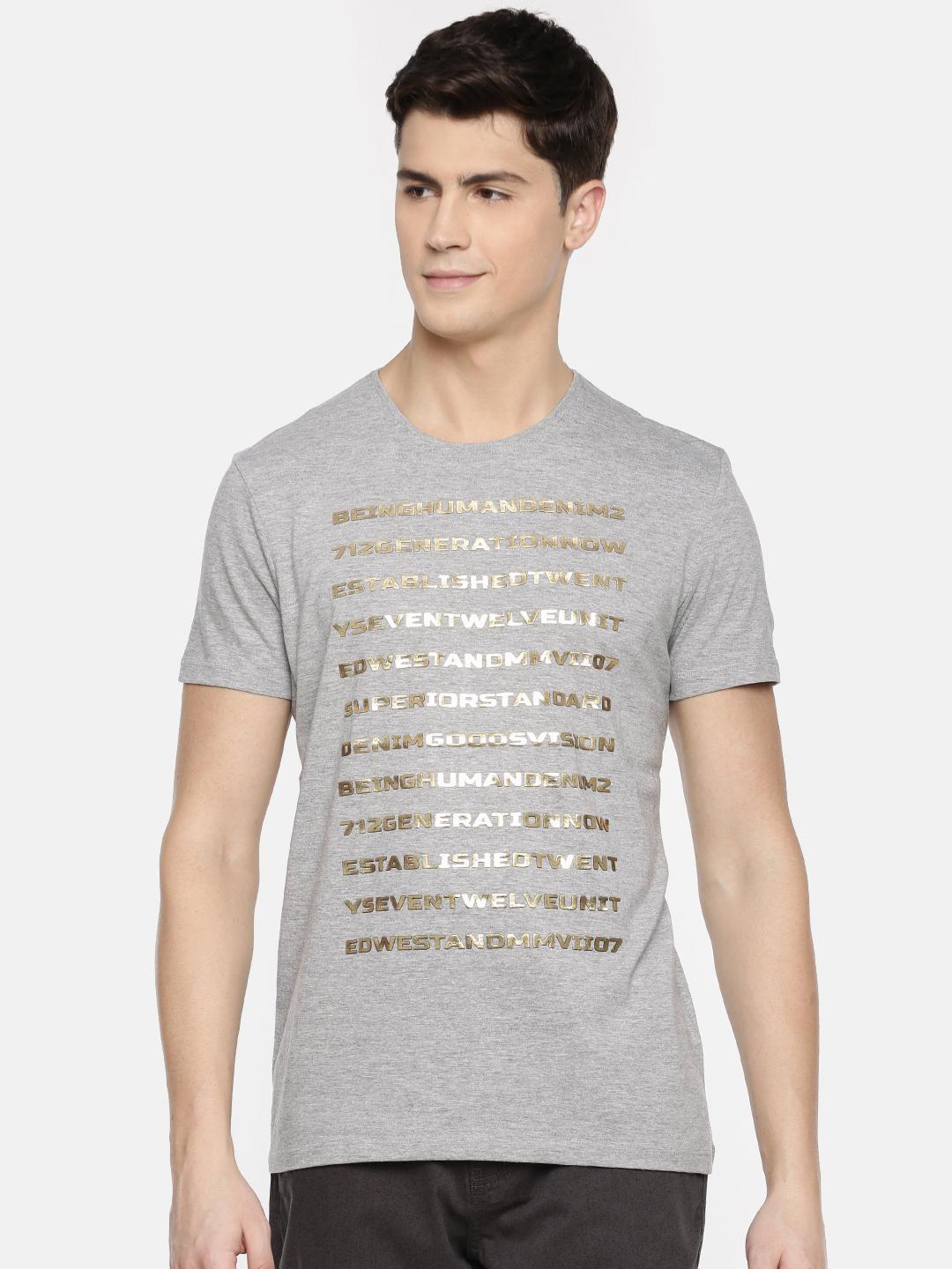 Brick Slim Fit Round Neck Men's T-Shirt by Being Human Clothing