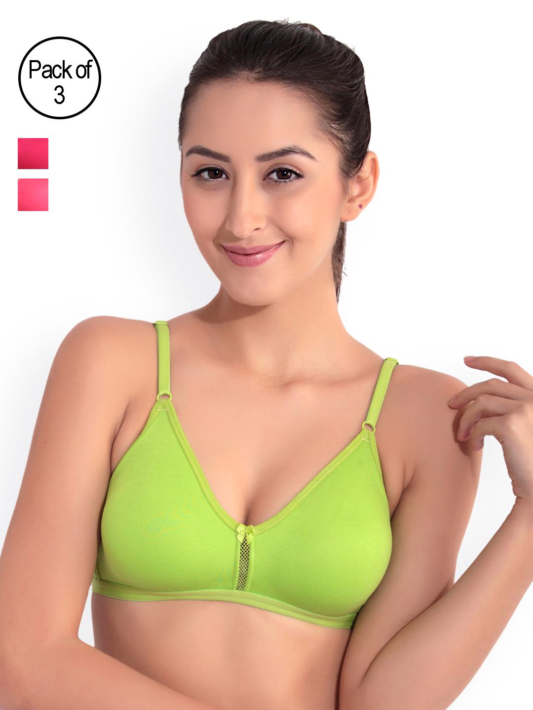 Buy Floret Pack Of 3 Non Padded Non Wired Cotton Seamless Moulded Everyday T Shirt Bra - - Apparel for Women