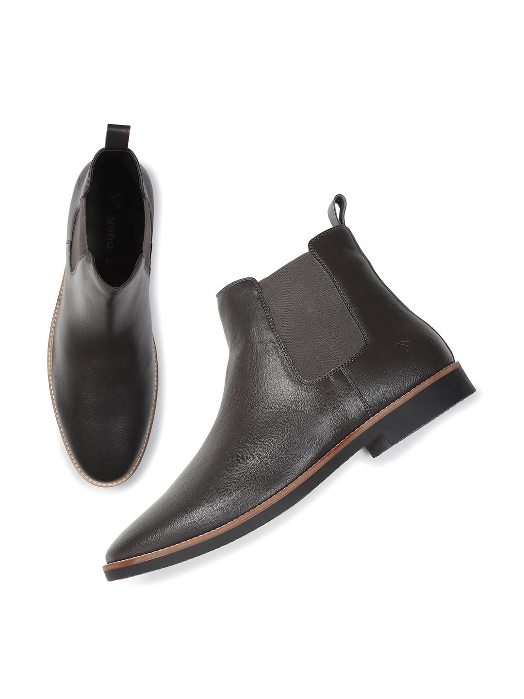 Buy Yoho Men Textured Mid Top Chelsea Boots -  - Footwear for Men